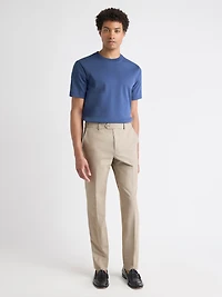 T-Shirt Uni à Col Rond en Coton Interlock