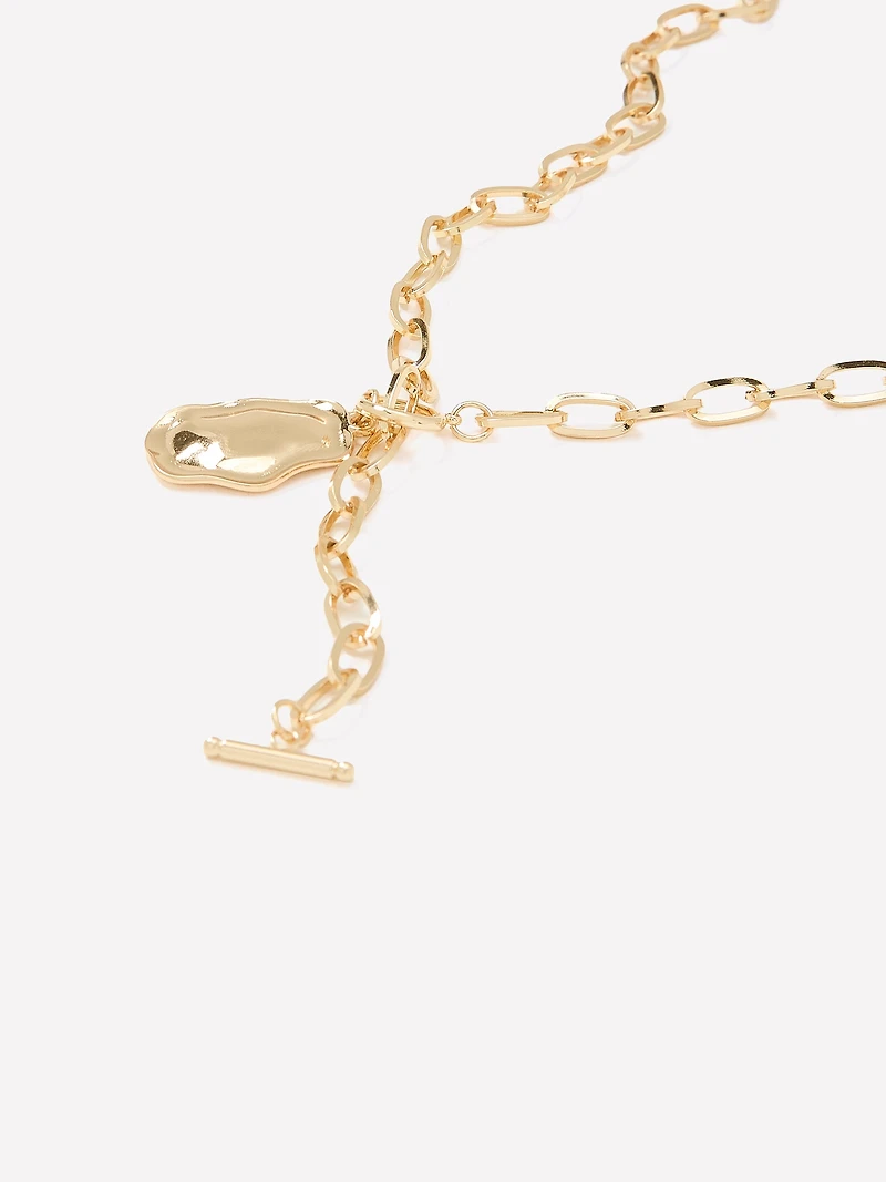 Stainless Steel Necklace with Organic Pendant