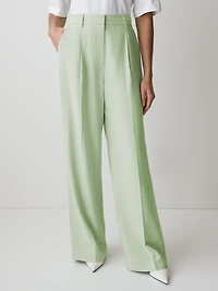 Pantalon à Jambe Large et Taille Haute Élastique au Dos