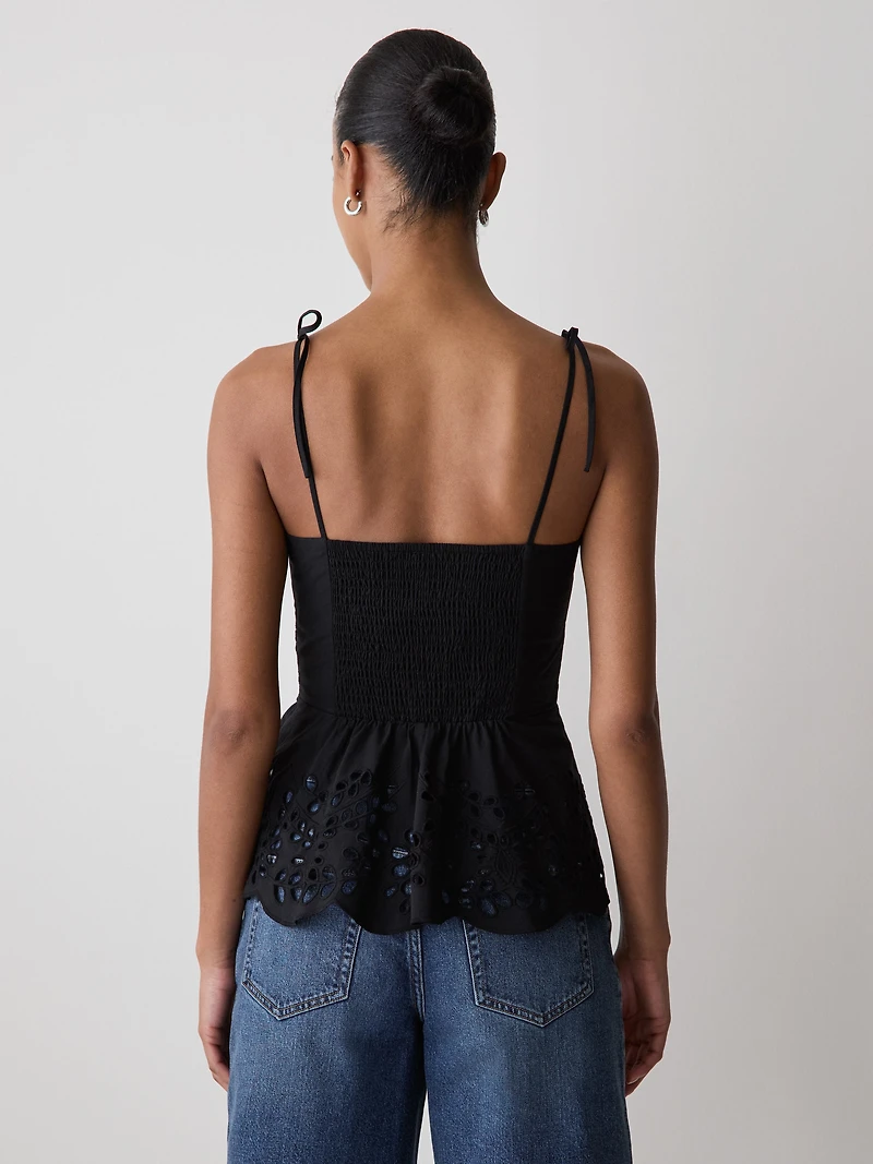 Sleeveless Peplum Blouse with Embroideries