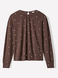 Haut à Manches Longues Col Rond Froncé