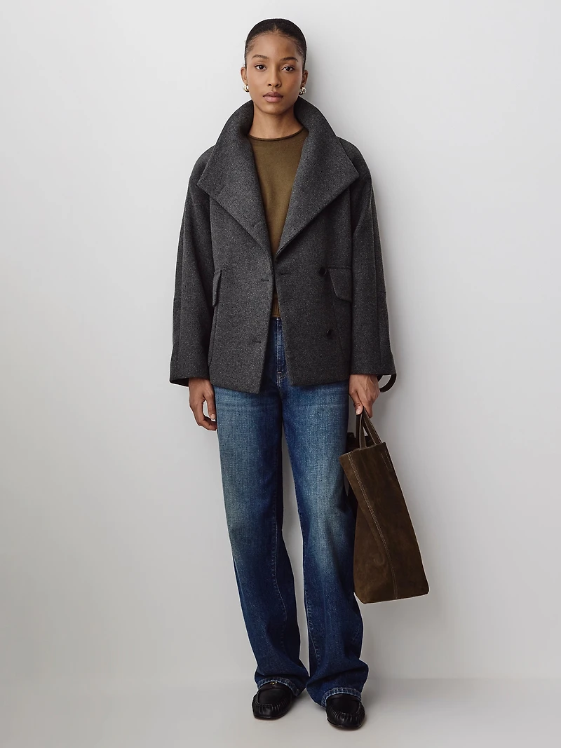 Short-Sleeve Mock-Neck Sweater