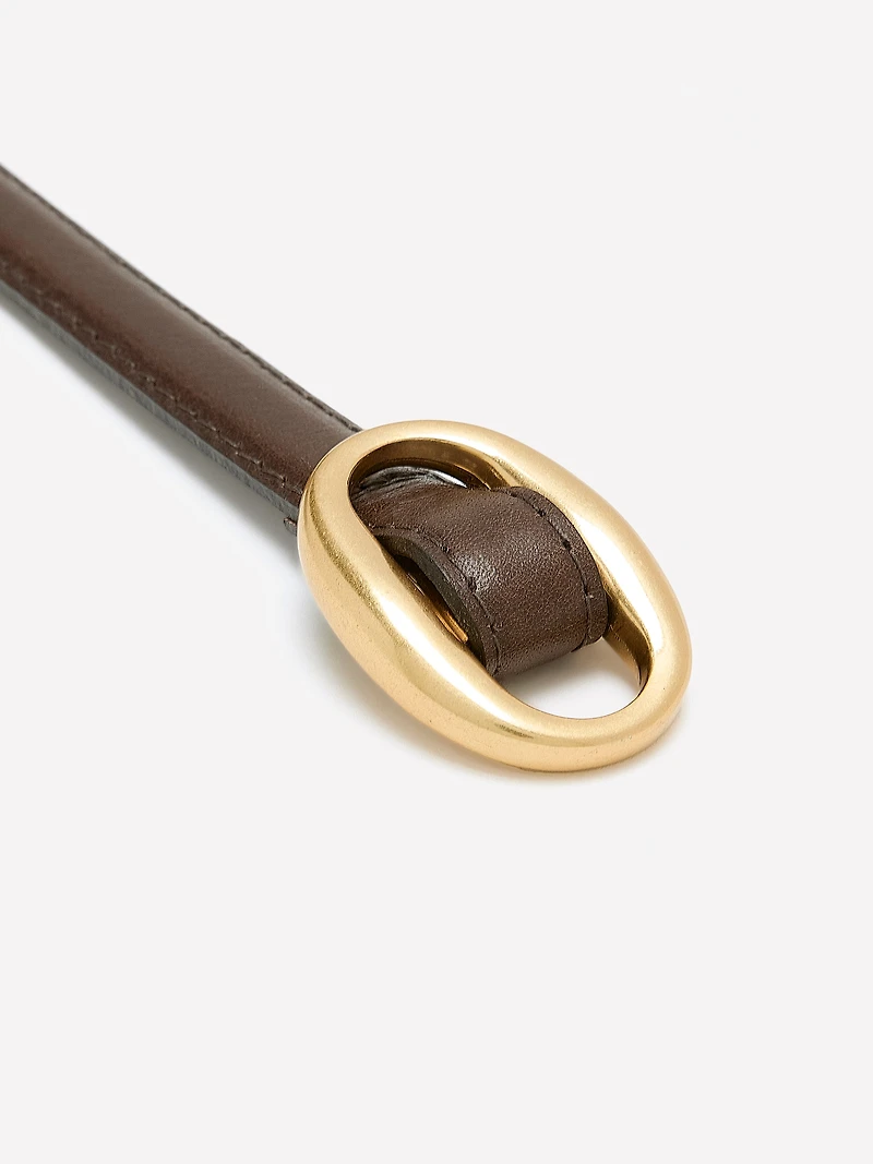 Ceinture Étroite en Cuir avec Boucle Coulissante