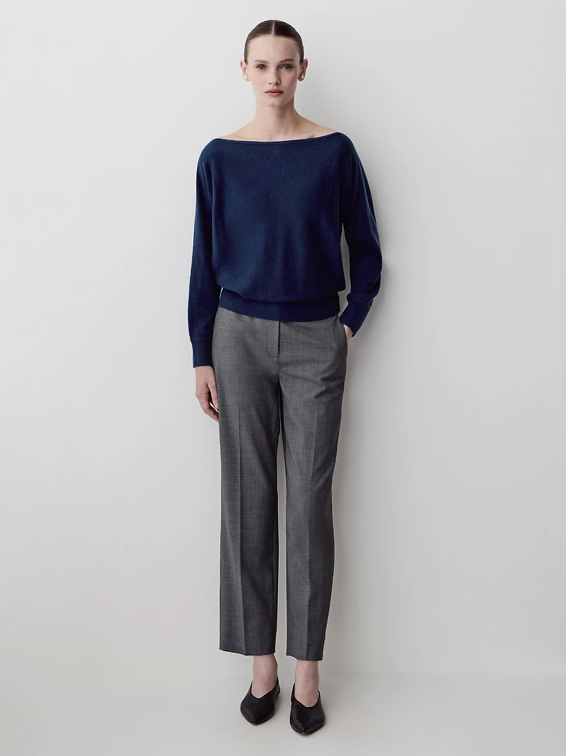 Long-Sleeve Off-the-Shoulder Merino-Wool Sweater