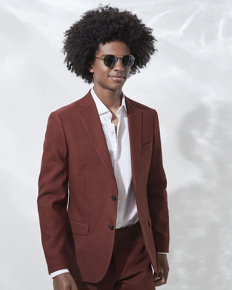 Veston en Lin Extensible à Coupe Étroite