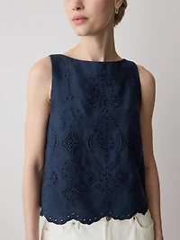 Blouse Sans Manches à Détails Brodés