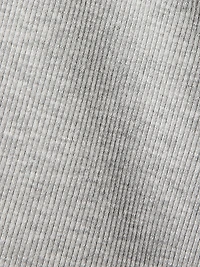 T-Shirt Côtelé à Manches aux Coudes et Col Rond