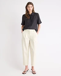 Short-Sleeve Buttoned-Down Blouse with Shirt Collar
