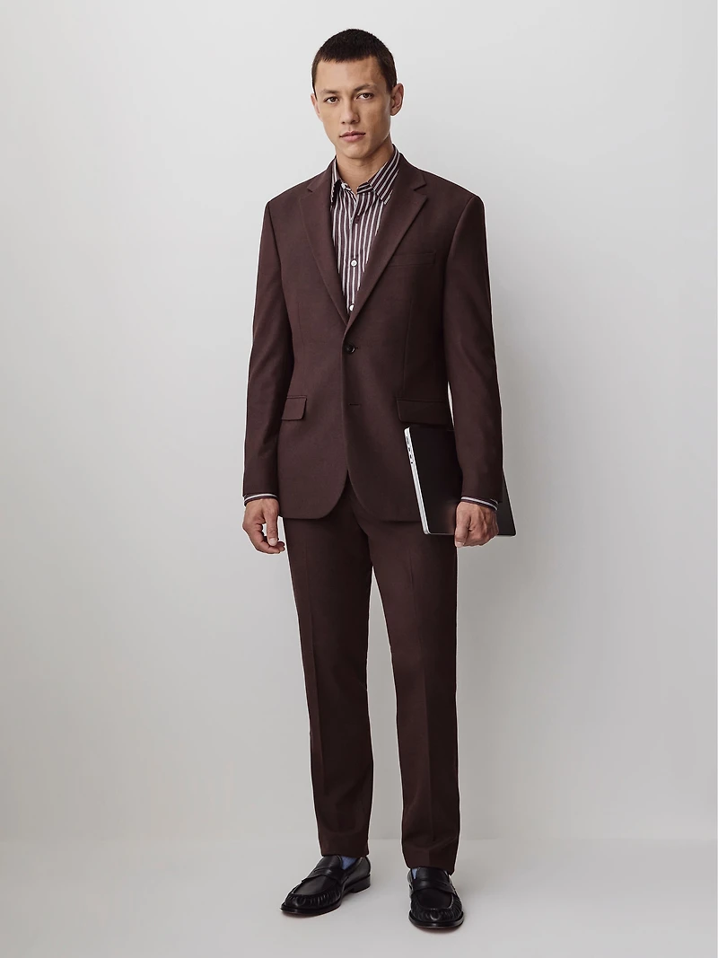 Slim-Fit Burgundy Suit Blazer
