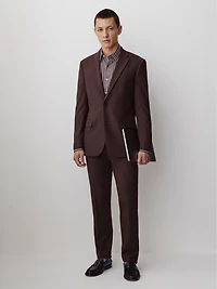 Slim-Fit Burgundy Suit Blazer