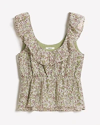 Blouse Sans Manches à Coupe Empire Col en U Volants