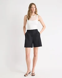 Crew-Neck Ribbed Cami with Sheer Yoke