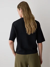 Wool-Blend Short-Sleeve Crew-Neck Sweater