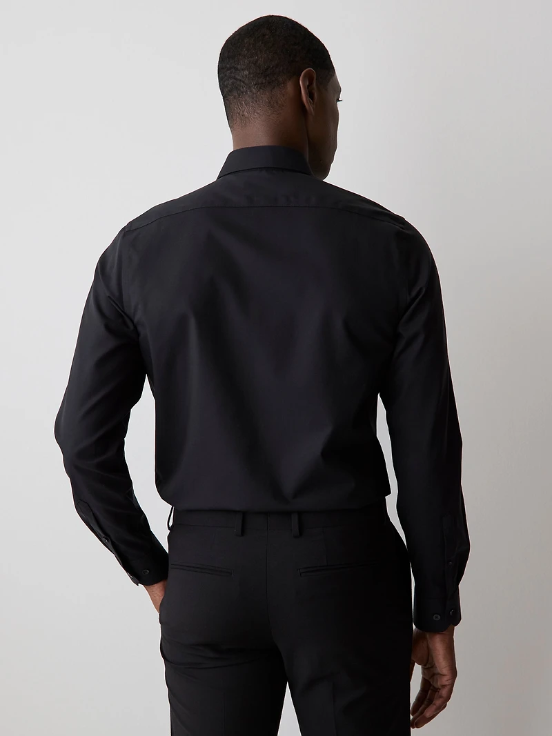 Tailored-Fit Solid Twill Dress Shirt