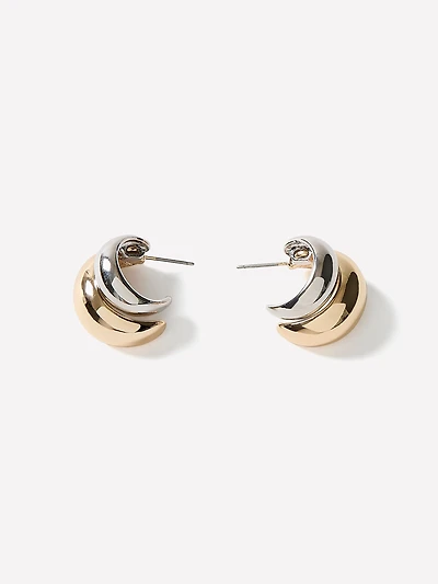 Two-Tone Dome Hoop Earrings