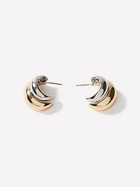 Two-Tone Dome Hoop Earrings