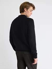 Pull à Col Montant Demi-Zip et Manches Longues
