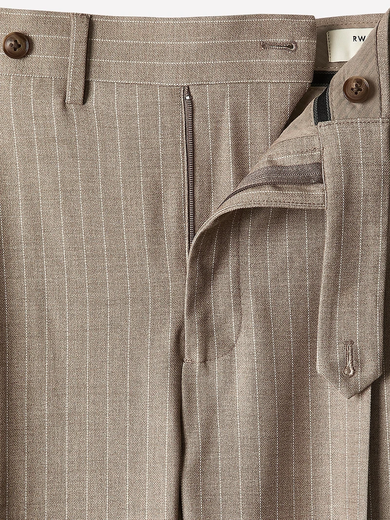 Pleated Tapered-Leg Striped Suit Pant