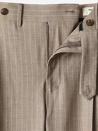 Pleated Tapered-Leg Striped Suit Pant