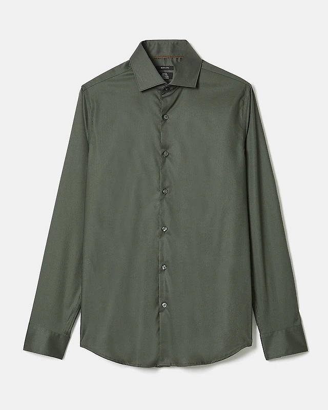 green emerald velvet dress Men's Slim Fit Solid Color Dress Shirt (Brown), Brown / X-Large/17-17.5 Neck/36-37 Sleeve
