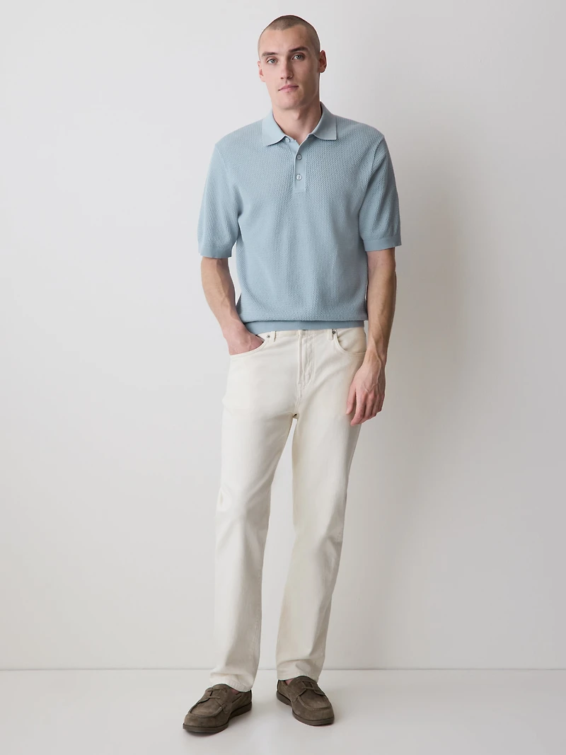 Textured Short-Sleeve Polo Sweater