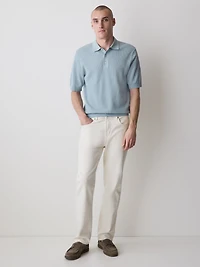 Textured Short-Sleeve Polo Sweater