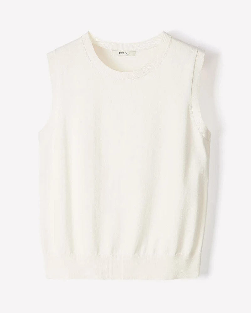 Pull Sans Manches à Col Dégagé
