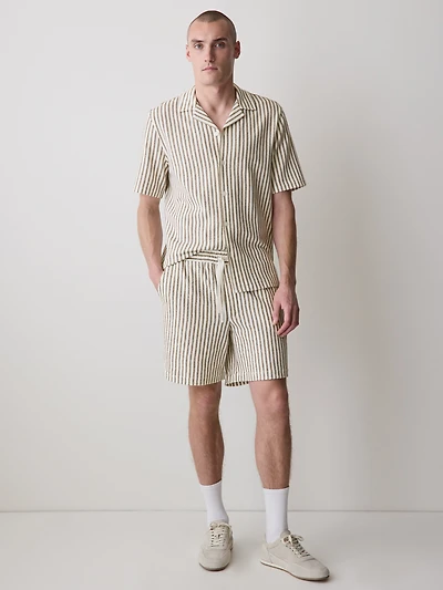 Short en Tricot Rayé à Taille Élastique
