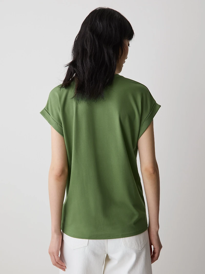 T-Shirt à Col Rond et Manches Très Courtes