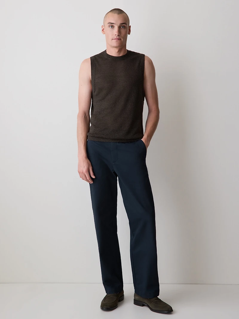 Pull Sans Manches à Col Rond en Mélange de Lin