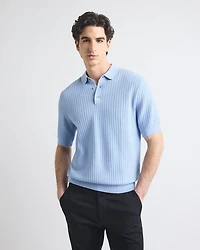 Short-Sleeve Textured Polo Sweater