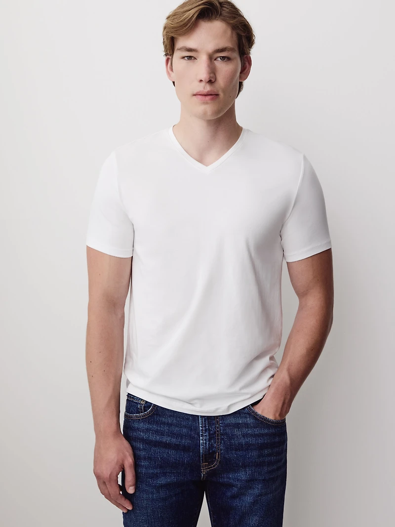 T-shirt à Encolure V en Coton Supima (R)