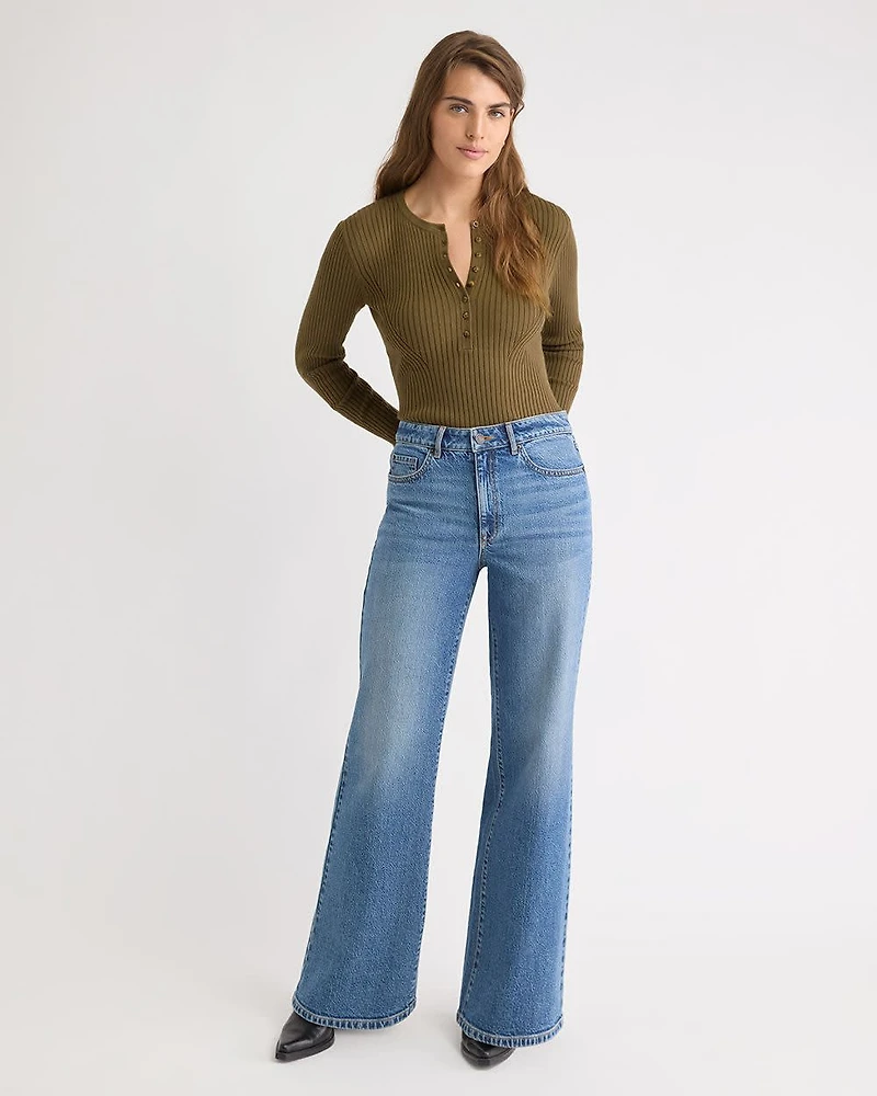 Long-Sleeve Ribbed Sweater