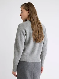 Pull à Manches Longues et Col V en Mélange d'Alpaga