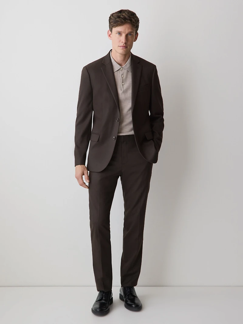 Slim Fit Dark Brown Brushed Twill Pant