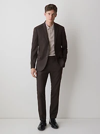 Slim Fit Dark Brown Brushed Twill Pant