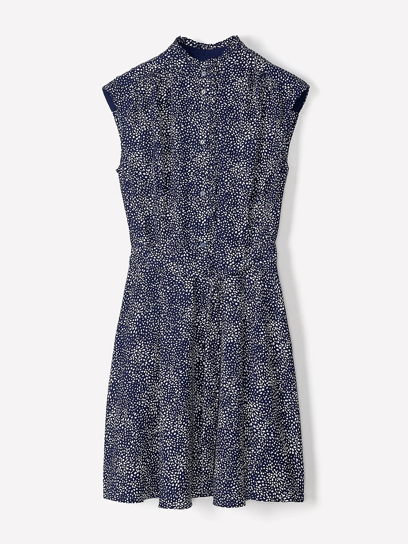 Ribe Courte Boutonnée Sans Manches à Col Montant