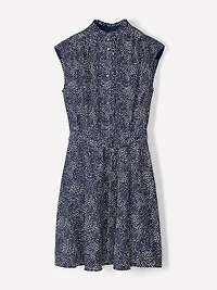 Ribe Courte Boutonnée Sans Manches à Col Montant