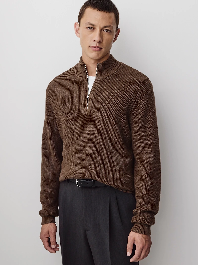 Cashmere-Blend Long-Sleeve Half-Zip Sweater