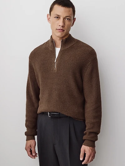 Cashmere-Blend Long-Sleeve Half-Zip Sweater