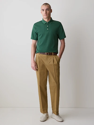 Pantalon Ample Plissé à Jambe Droite