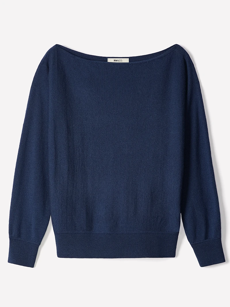 Long-Sleeve Off-the-Shoulder Merino-Wool Sweater