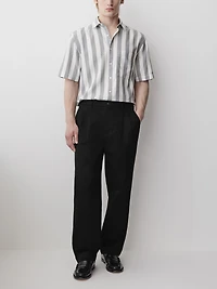 Loose Straight-Leg Pleated Chino Pant