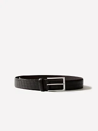 Leather Belt with Crocodile-Skin Pattern