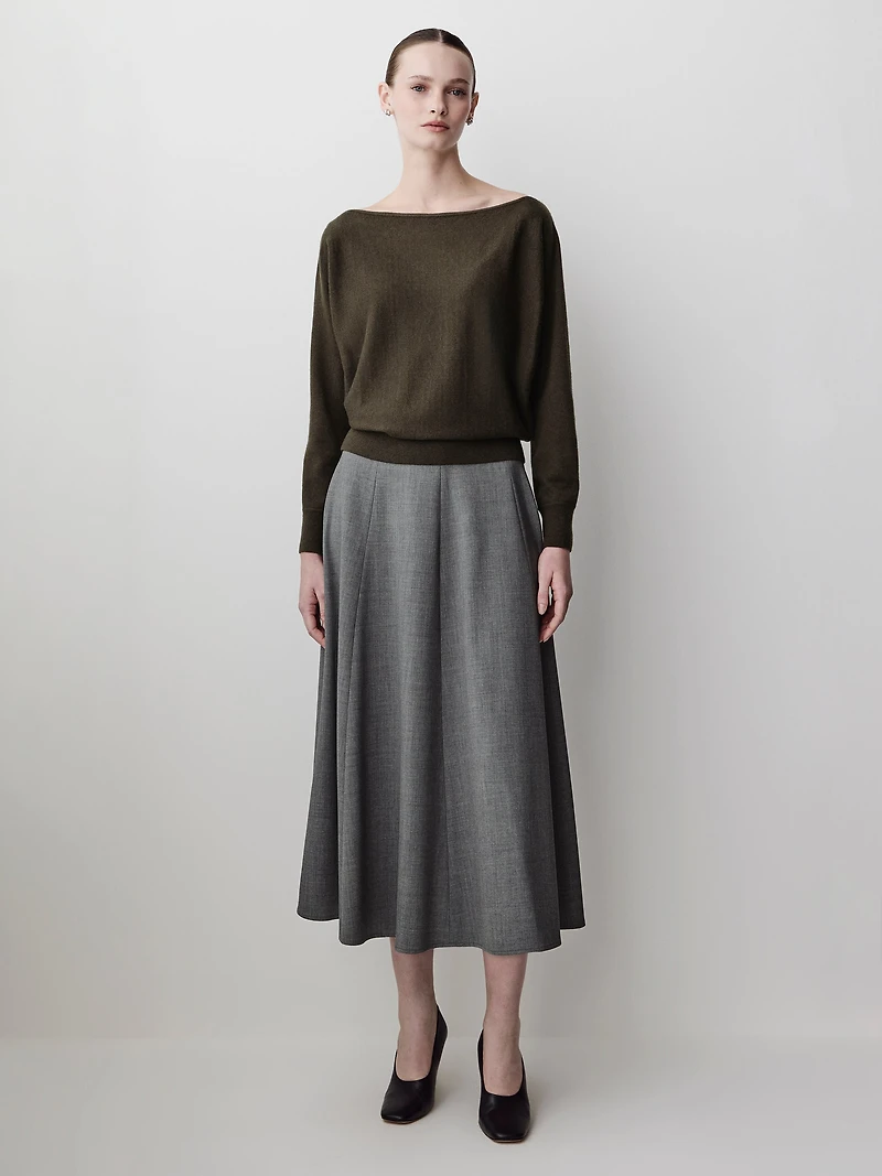Long-Sleeve Off-the-Shoulder Merino-Wool Sweater