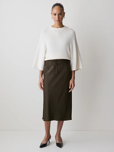 Jupe Midi Droite à Taille Haute