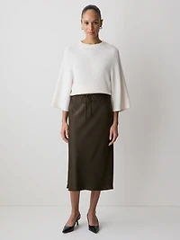 Jupe Midi Droite à Taille Haute