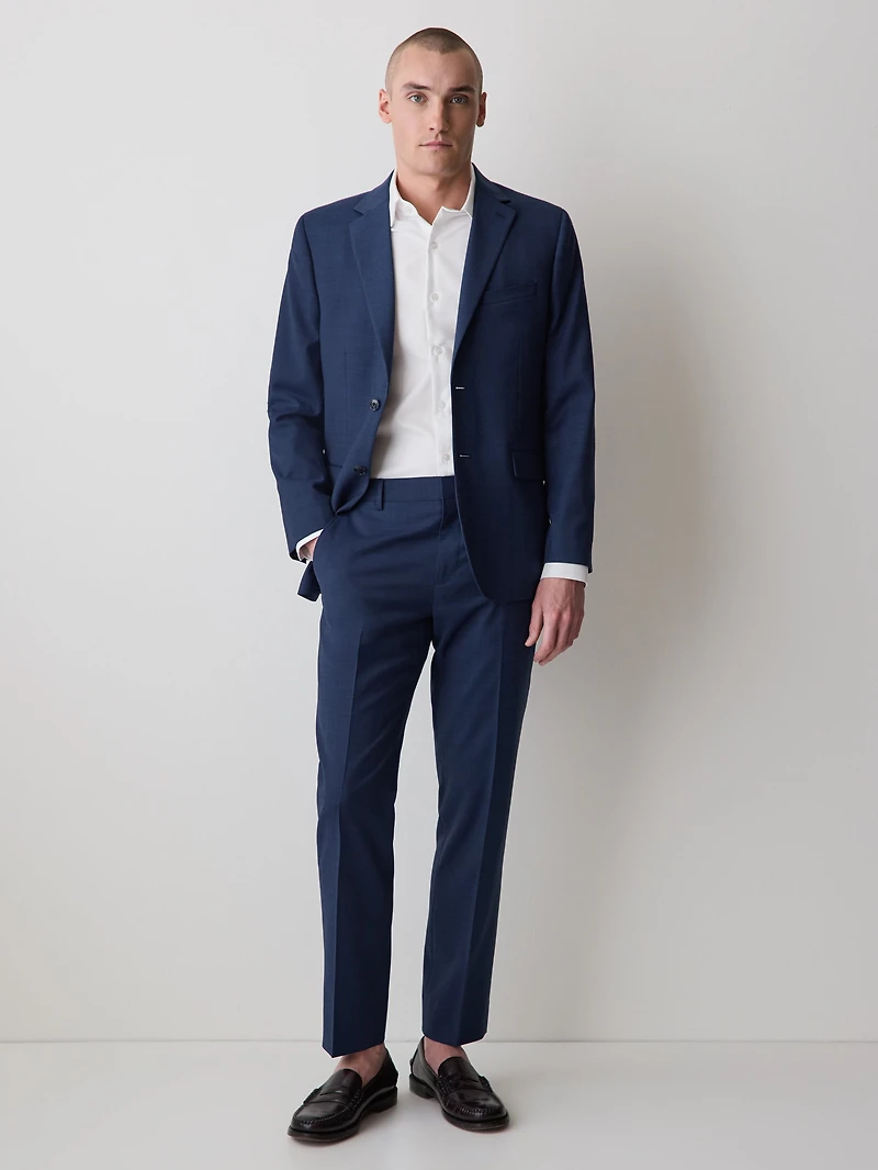 Pantalon de Complet Bleu en Laine à Coupe Ajustée