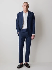 Pantalon de Complet Bleu en Laine à Coupe Ajustée