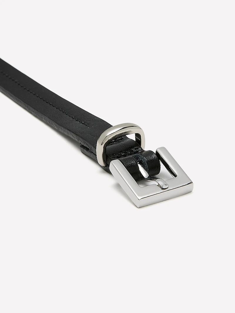 Double-Wrap Skinny Leather Belt